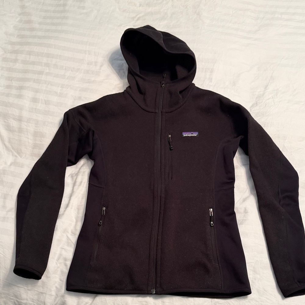 Patagonia Women's Black Hooded Jacket fleece better sweater hoodie size small